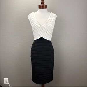 Tadashi Collection Black Ivory Bandage V-neck Bodycon Dress Sz S Party Evening